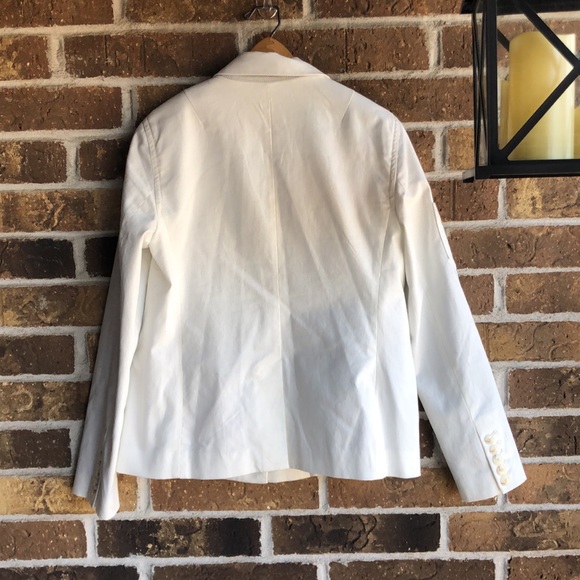 ANTHROPOLOGIE Jacket NEVE Blazer Utility White Cotton Twill Pockets Lined - Picture 4 of 8
